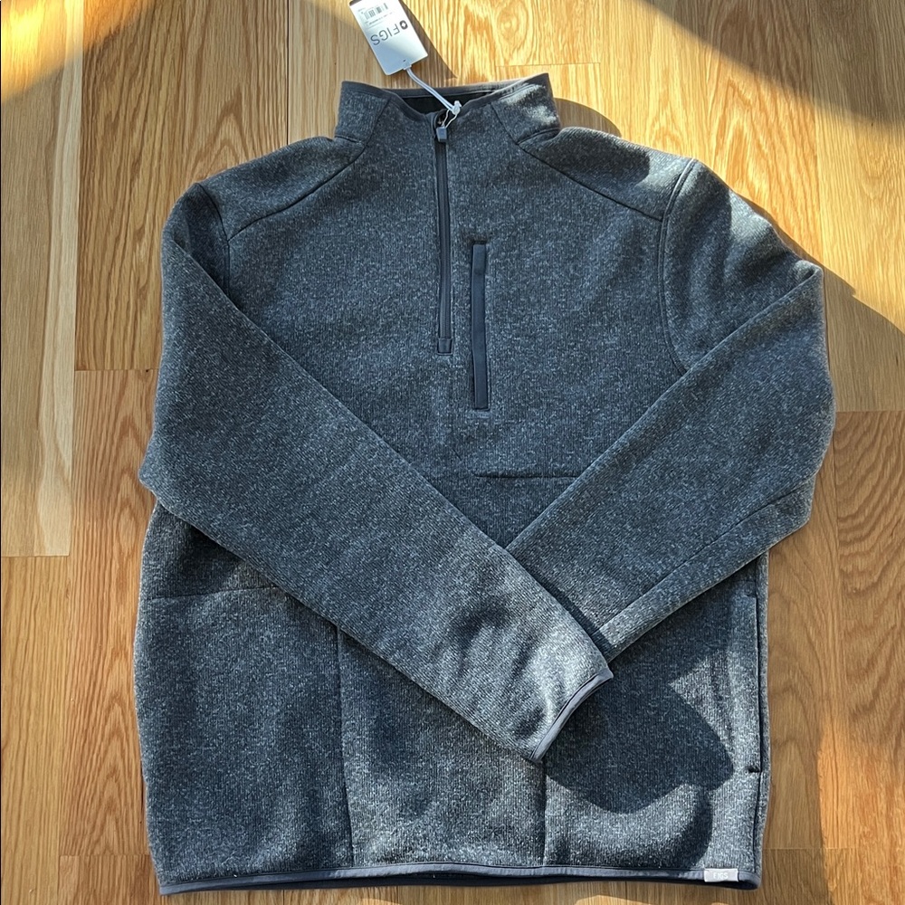 Figs Men's Charcoal Zip-Up Sweater